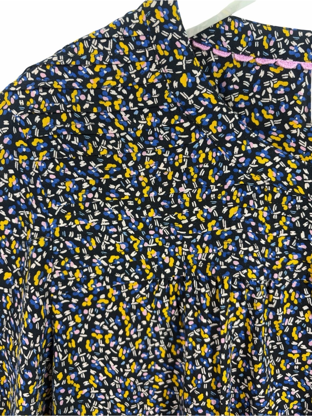 Anthropologie Navy and Mustard Floral Blouse Women's 3/4 Sleeve top size medium - Picture 4 of 10